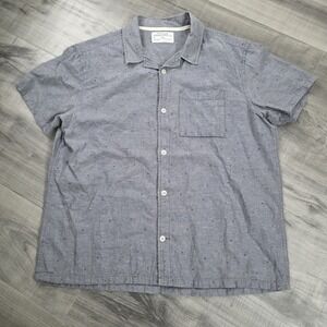 REI Cooperative Shirt Mens Large Gray Short Sleeve Button Up Hemp Organic Cotton